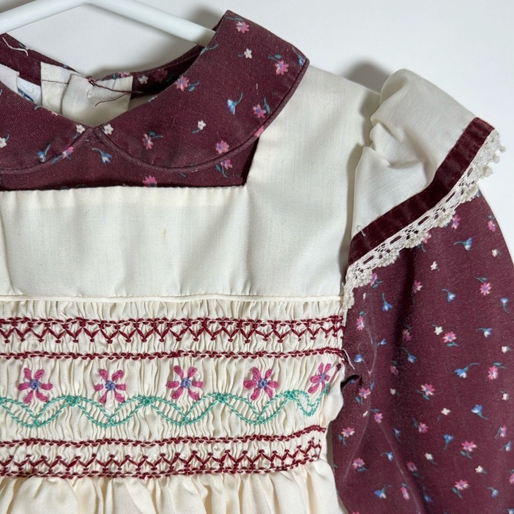 Vintage Polly Flinders Hand Smocked Dress Size 24m/2T/3T - Picture 3 of 14